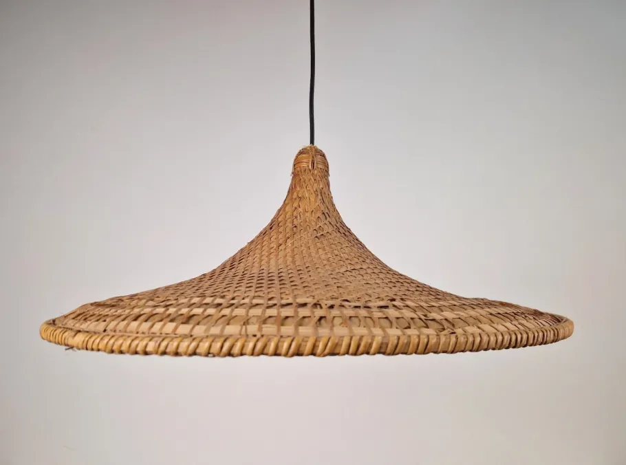 Discount Pamono Vintage Rattan & Bamboo Witch Hat Pendant Lamp, 1960s
