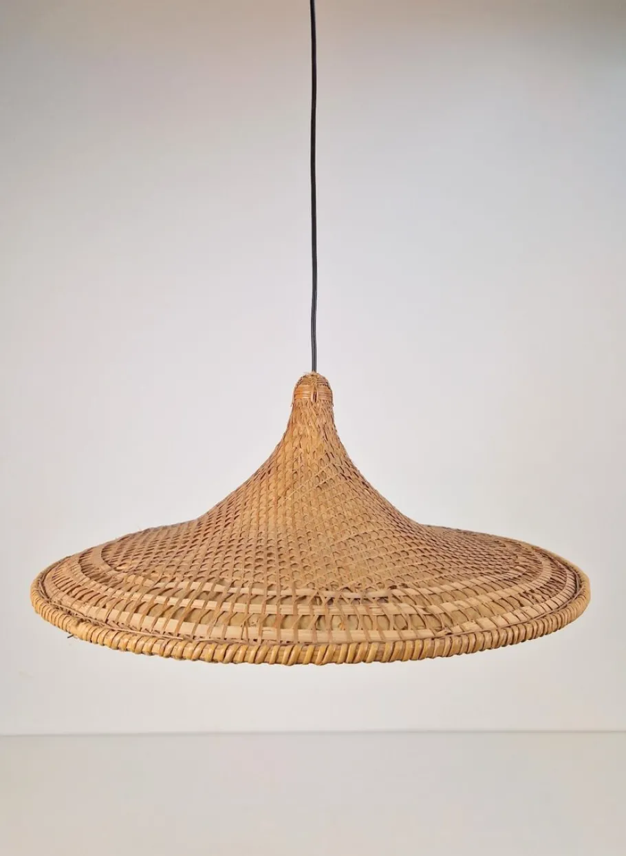 Discount Pamono Vintage Rattan & Bamboo Witch Hat Pendant Lamp, 1960s