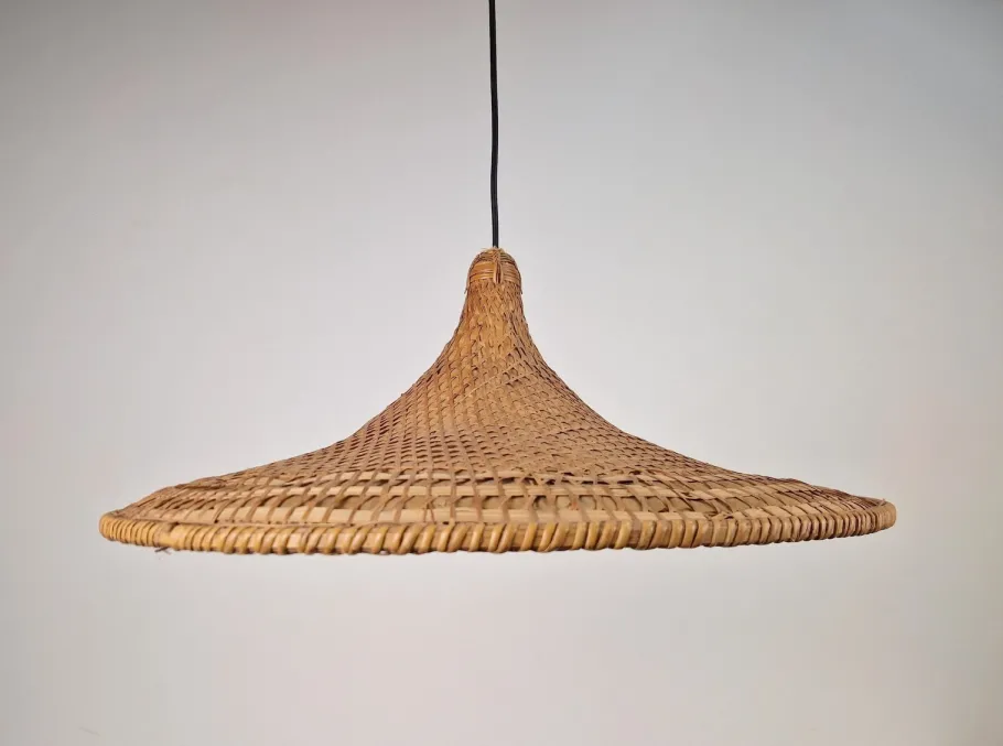 Discount Pamono Vintage Rattan & Bamboo Witch Hat Pendant Lamp, 1960s