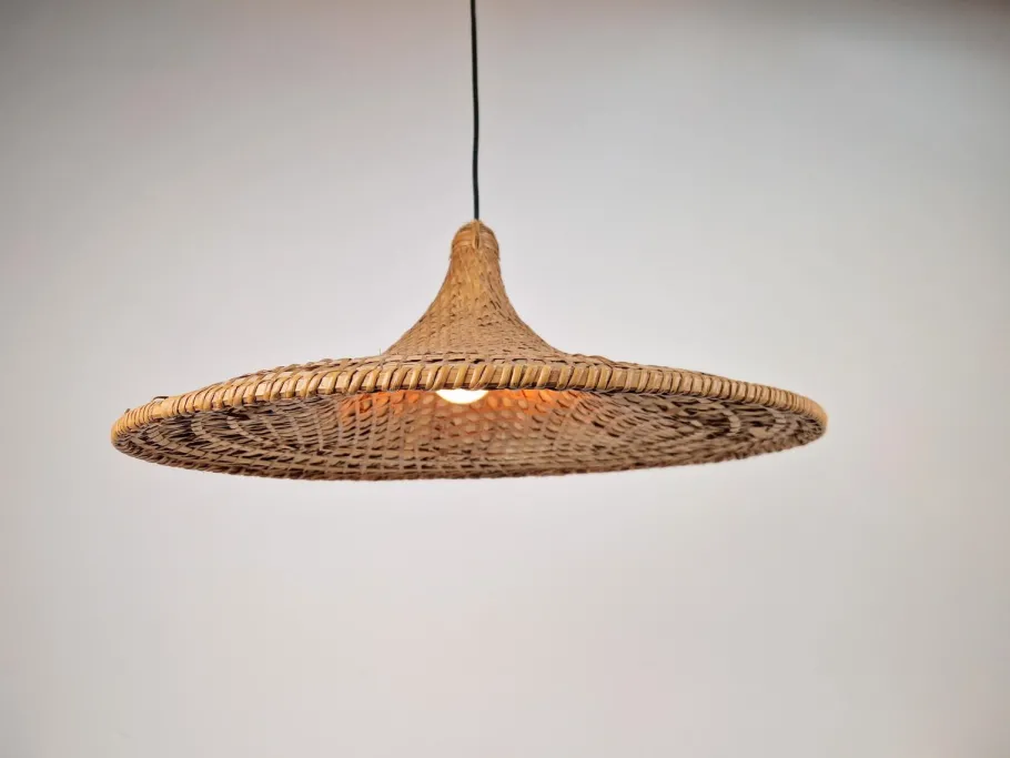 Discount Pamono Vintage Rattan & Bamboo Witch Hat Pendant Lamp, 1960s
