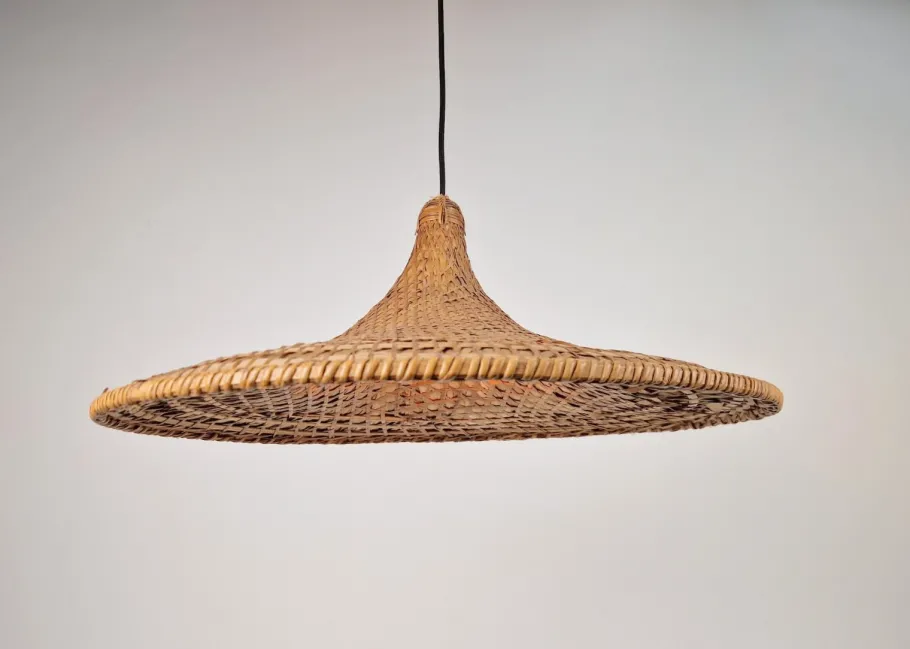 Discount Pamono Vintage Rattan & Bamboo Witch Hat Pendant Lamp, 1960s