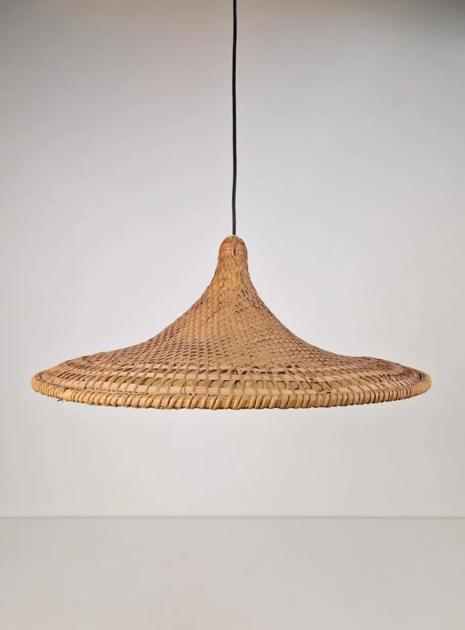 Discount Pamono Vintage Rattan & Bamboo Witch Hat Pendant Lamp, 1960s