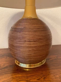 Best Pamono Vintage Rattan and Brass Table Lamps, 1980, Set of 2