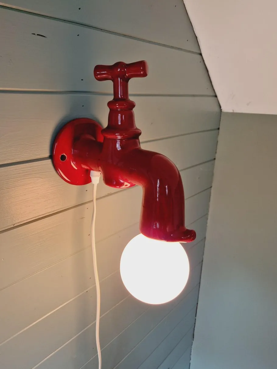 Sale Pamono Vintage Red Ceramic Wall Light in the Shape of a Faucet, 1970s