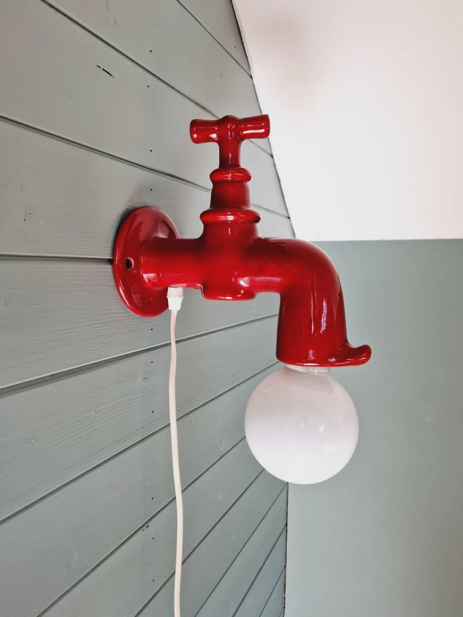 Sale Pamono Vintage Red Ceramic Wall Light in the Shape of a Faucet, 1970s