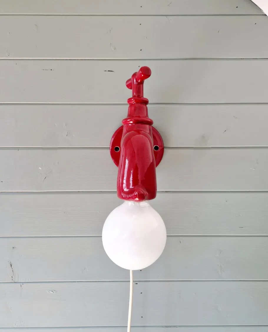 Sale Pamono Vintage Red Ceramic Wall Light in the Shape of a Faucet, 1970s