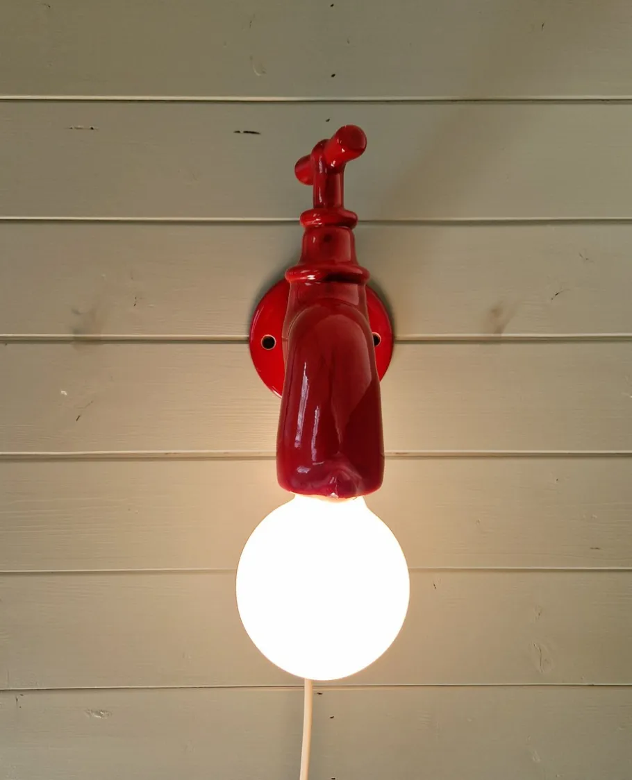 Sale Pamono Vintage Red Ceramic Wall Light in the Shape of a Faucet, 1970s