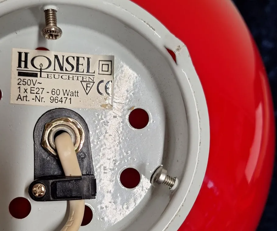 Discount Pamono Vintage Red Glass Ball Table Lamp from Honsel, 2000s