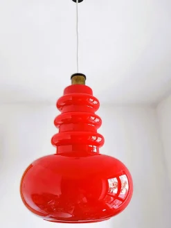 Best Pamono Vintage Red Glass Pendant Lamp from Peill & Putzler, 1970s