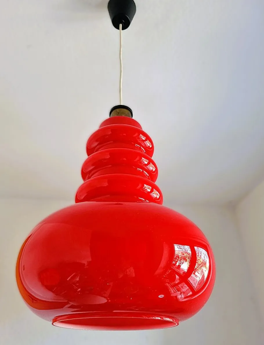 Best Pamono Vintage Red Glass Pendant Lamp from Peill & Putzler, 1970s