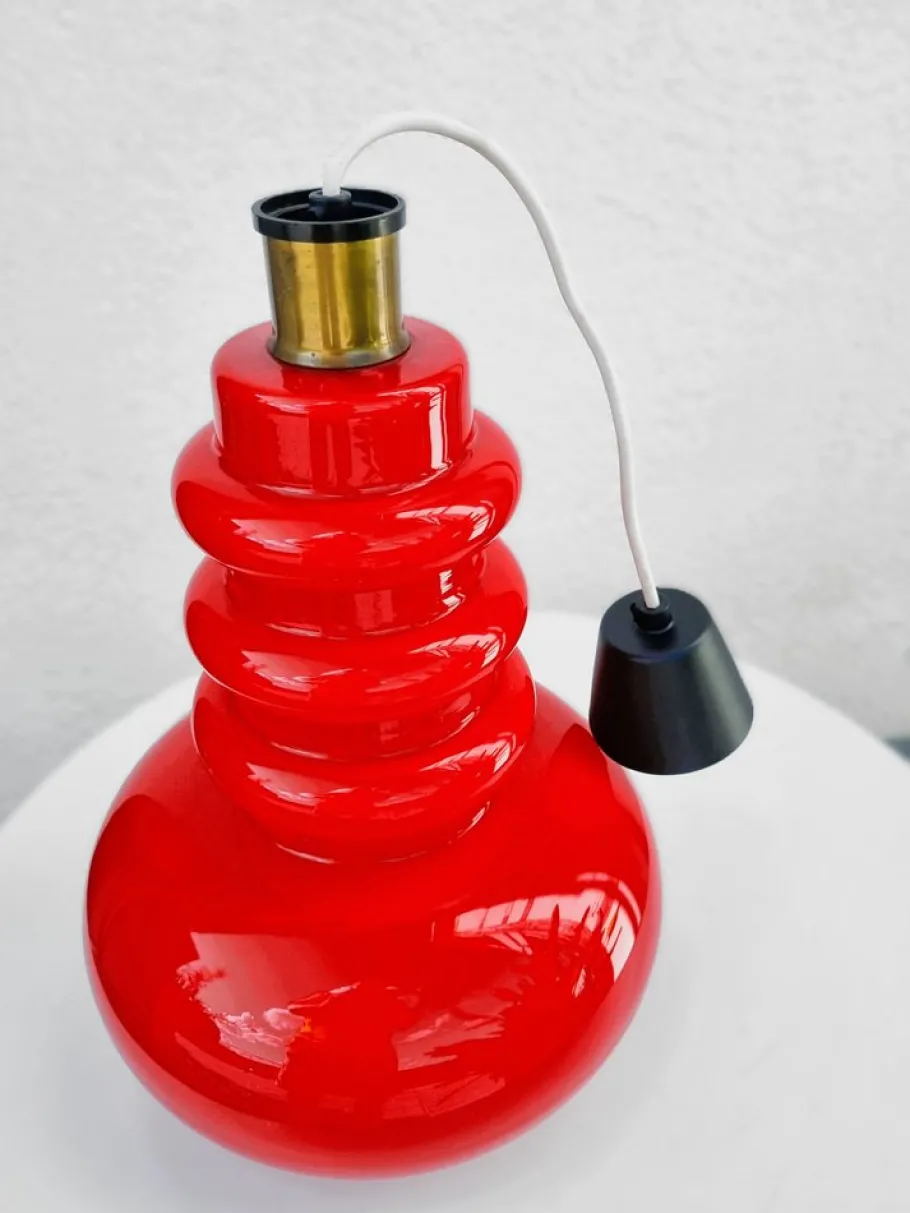 Best Pamono Vintage Red Glass Pendant Lamp from Peill & Putzler, 1970s