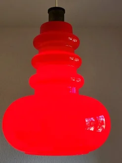Best Pamono Vintage Red Glass Pendant Lamp from Peill & Putzler, 1970s
