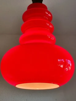 Best Pamono Vintage Red Glass Pendant Lamp from Peill & Putzler, 1970s