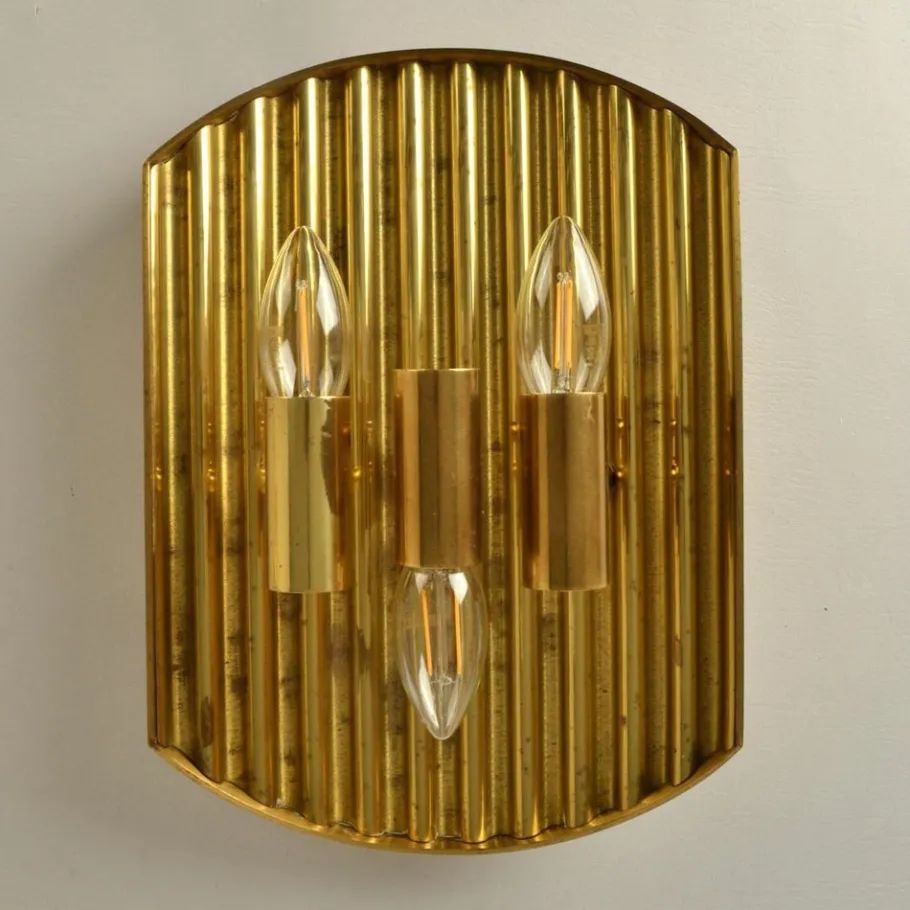 Sale Pamono Vintage Scandinavian Brass Wall Sconces attributed to Alvar Aalto, 1970s, Set of 2