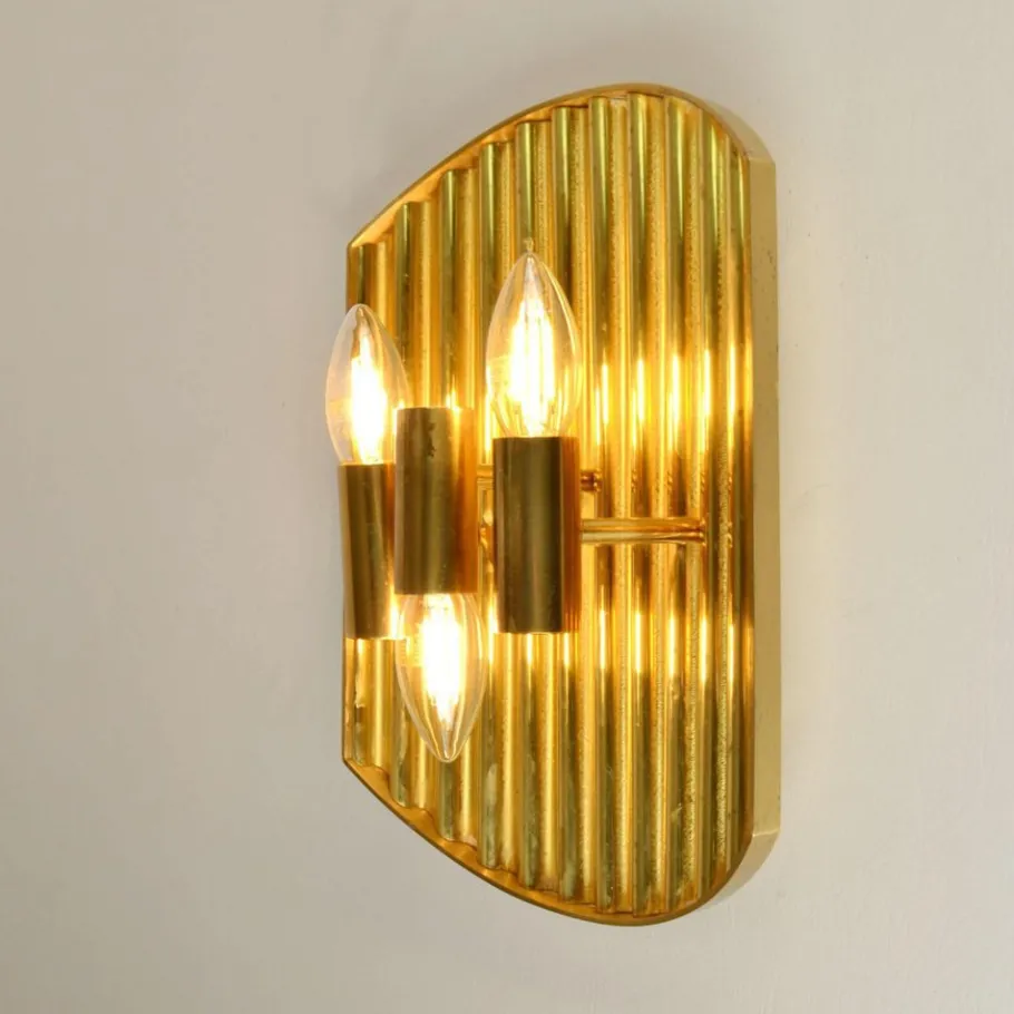 Sale Pamono Vintage Scandinavian Brass Wall Sconces attributed to Alvar Aalto, 1970s, Set of 2