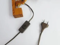 Clearance Pamono Vintage Scandinavian Extendable Accordion Wooden Lamp with Fabric Shade, 1970s