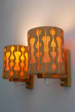 Discount Pamono Vintage Scandinavian Sconces in Pine, 1975, Set of 2