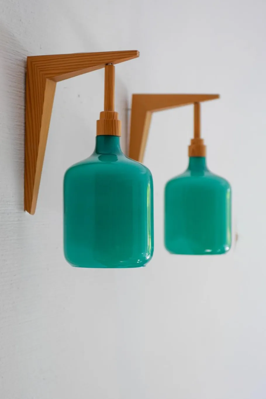 Sale Pamono Vintage Scandinavian Sconces in Opaline Glass and Pine from Lindshammar, 1970, Set of 2