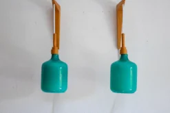 Sale Pamono Vintage Scandinavian Sconces in Opaline Glass and Pine from Lindshammar, 1970, Set of 2