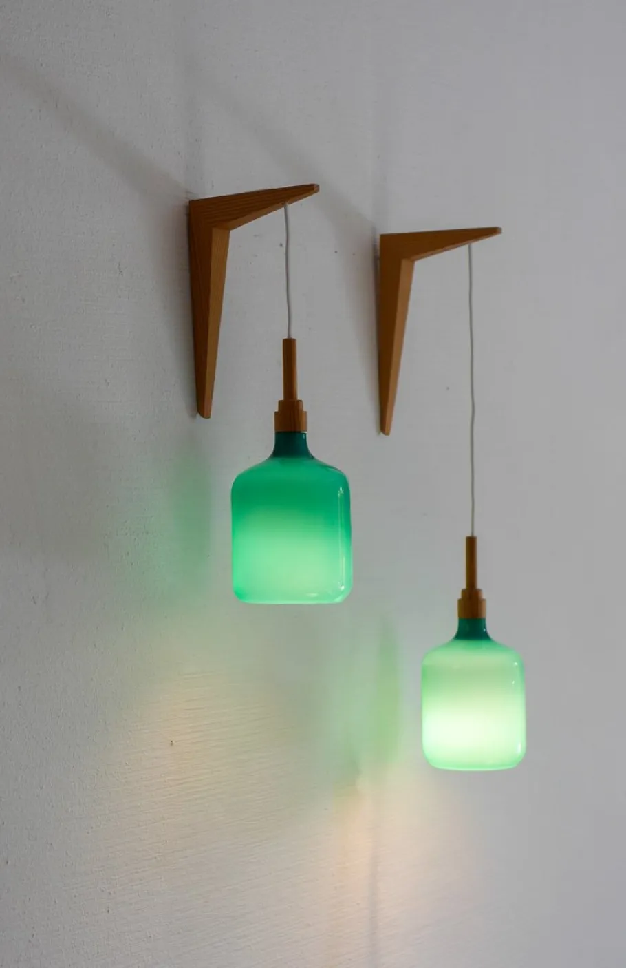 Sale Pamono Vintage Scandinavian Sconces in Opaline Glass and Pine from Lindshammar, 1970, Set of 2