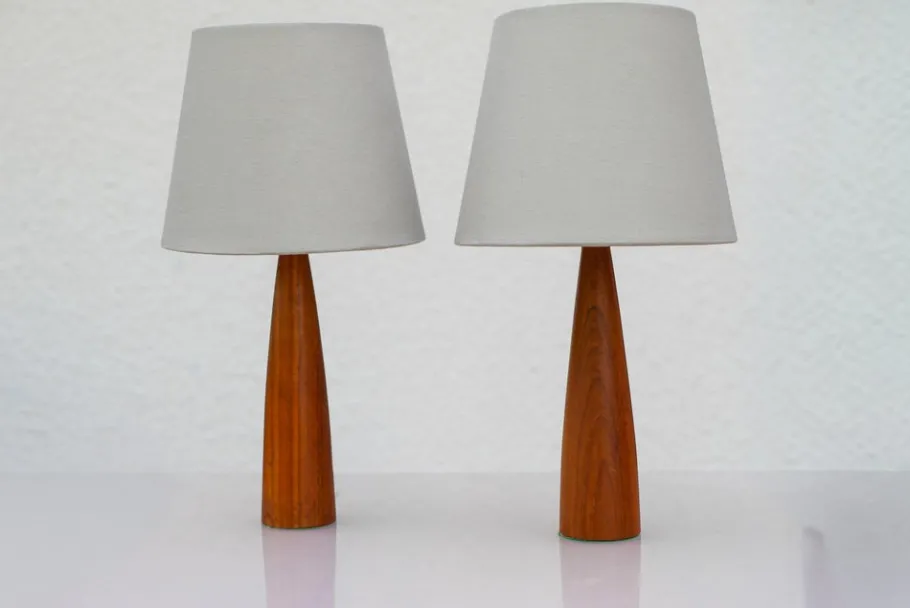 Sale Pamono Vintage Scandinavian Teak Table Lamps from Möllers, Set of 2