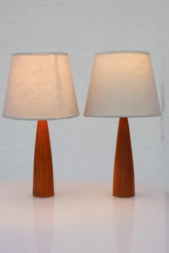 Sale Pamono Vintage Scandinavian Teak Table Lamps from Möllers, Set of 2