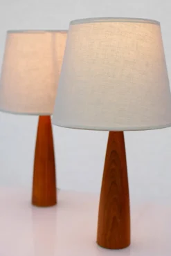 Sale Pamono Vintage Scandinavian Teak Table Lamps from Möllers, Set of 2