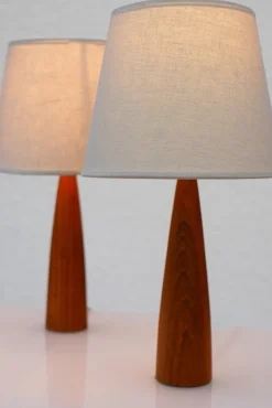 Sale Pamono Vintage Scandinavian Teak Table Lamps from Möllers, Set of 2