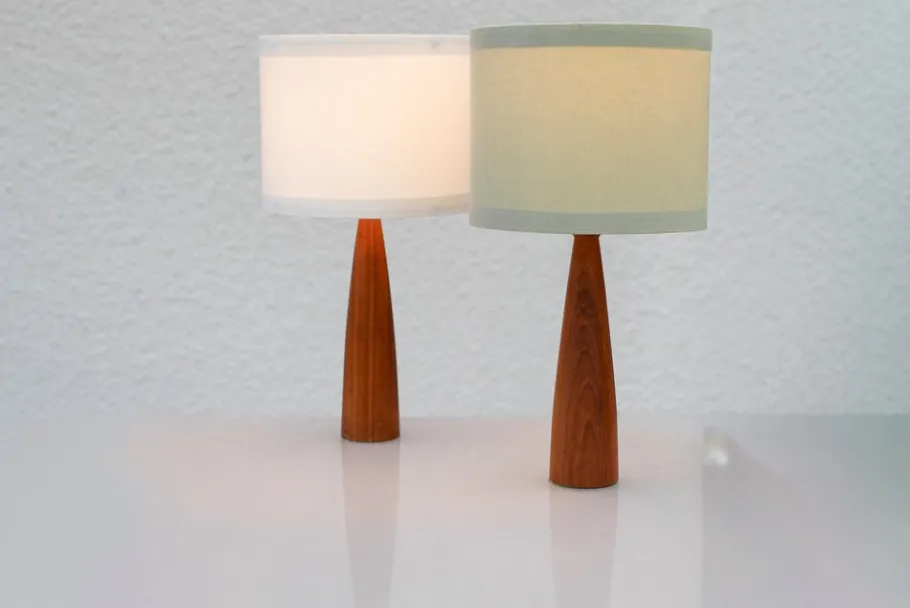 Sale Pamono Vintage Scandinavian Teak Table Lamps from Möllers, Set of 2