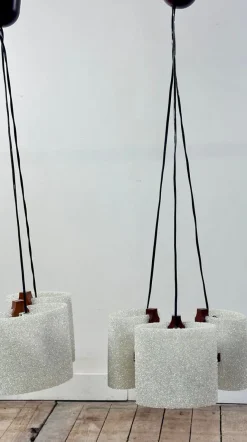 Sale Pamono Vintage Scandinavian Teak and Acrylic Pendants, 1960s, Set of 2