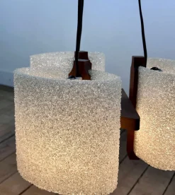 Sale Pamono Vintage Scandinavian Teak and Acrylic Pendants, 1960s, Set of 2