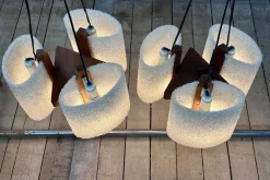 Sale Pamono Vintage Scandinavian Teak and Acrylic Pendants, 1960s, Set of 2