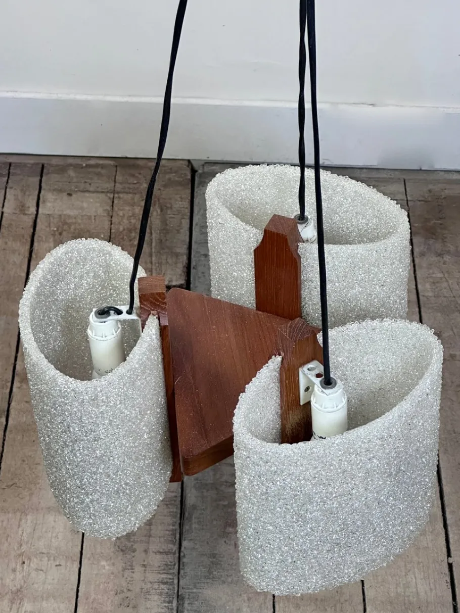 Sale Pamono Vintage Scandinavian Teak and Acrylic Pendants, 1960s, Set of 2