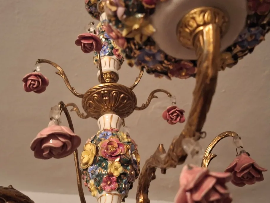 Discount Pamono Vintage Six-Arm Chandelier in Gilt Brass