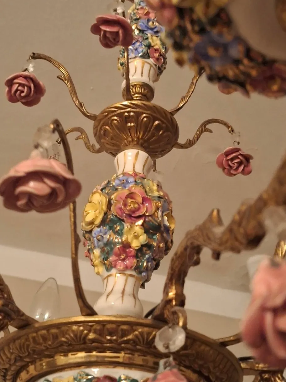 Discount Pamono Vintage Six-Arm Chandelier in Gilt Brass