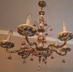 Discount Pamono Vintage Six-Arm Chandelier in Gilt Brass