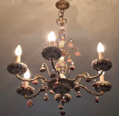 Discount Pamono Vintage Six-Arm Chandelier in Gilt Brass