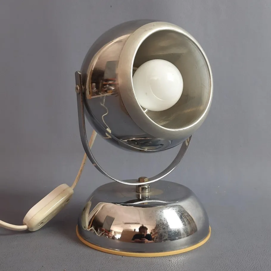 Discount Pamono Vintage Space Age Adjustable Eyeball Chrome and Metal Table Lamp, 1970s