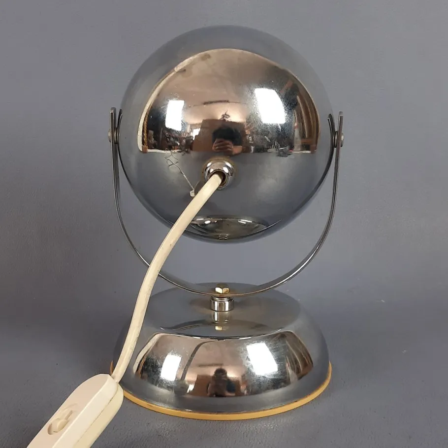 Discount Pamono Vintage Space Age Adjustable Eyeball Chrome and Metal Table Lamp, 1970s