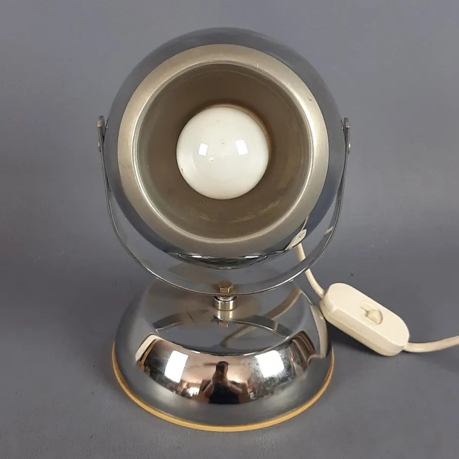 Discount Pamono Vintage Space Age Adjustable Eyeball Chrome and Metal Table Lamp, 1970s