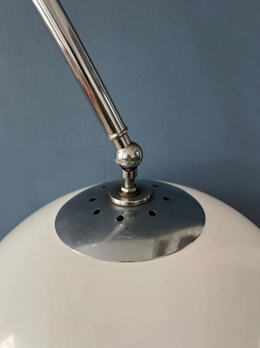 Discount Pamono Vintage Space Age Arc Floor Lamp with White Mushroom Shade and Marble Base from Guzzini