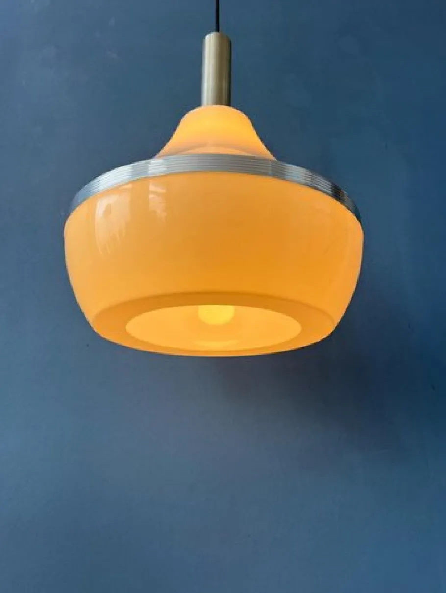 New Pamono Vintage Space Age Beige Acrylic Glass Pendant Lamp