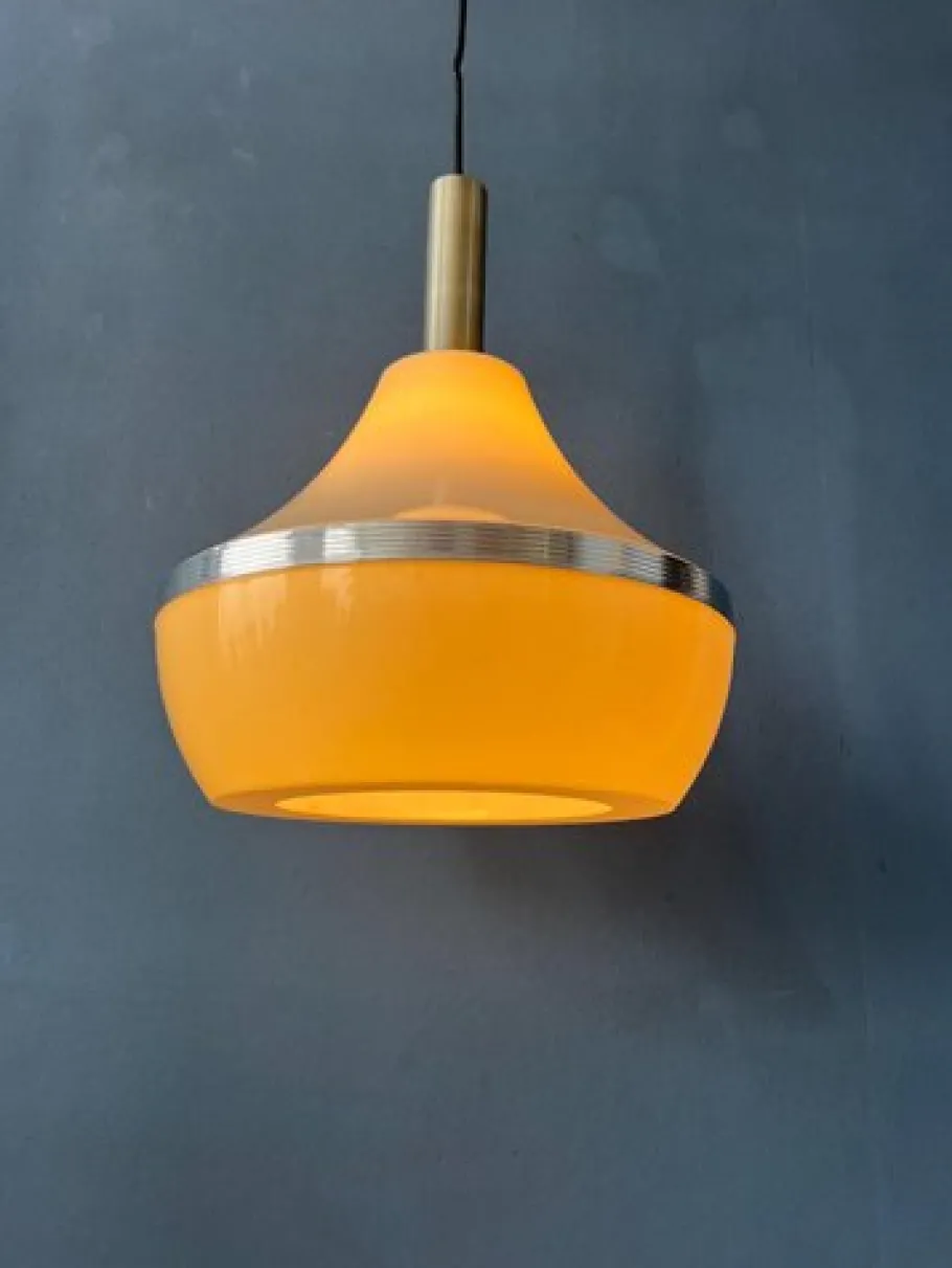 New Pamono Vintage Space Age Beige Acrylic Glass Pendant Lamp
