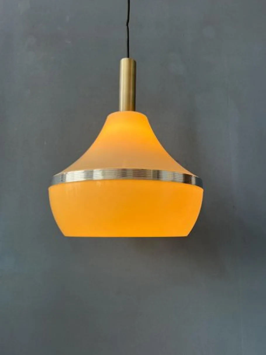 New Pamono Vintage Space Age Beige Acrylic Glass Pendant Lamp