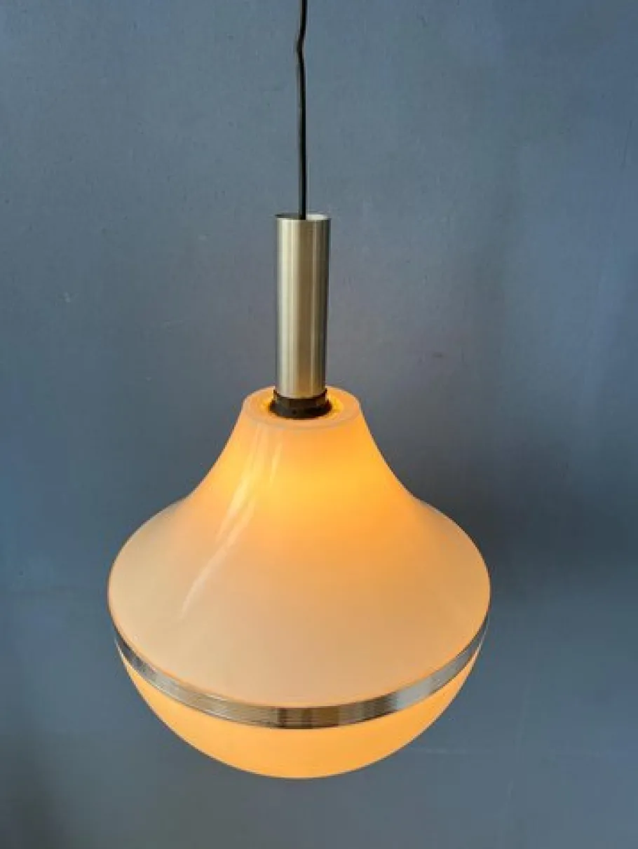New Pamono Vintage Space Age Beige Acrylic Glass Pendant Lamp
