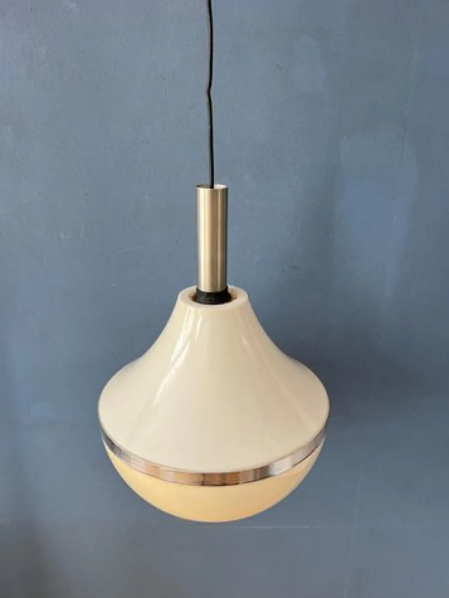 New Pamono Vintage Space Age Beige Acrylic Glass Pendant Lamp