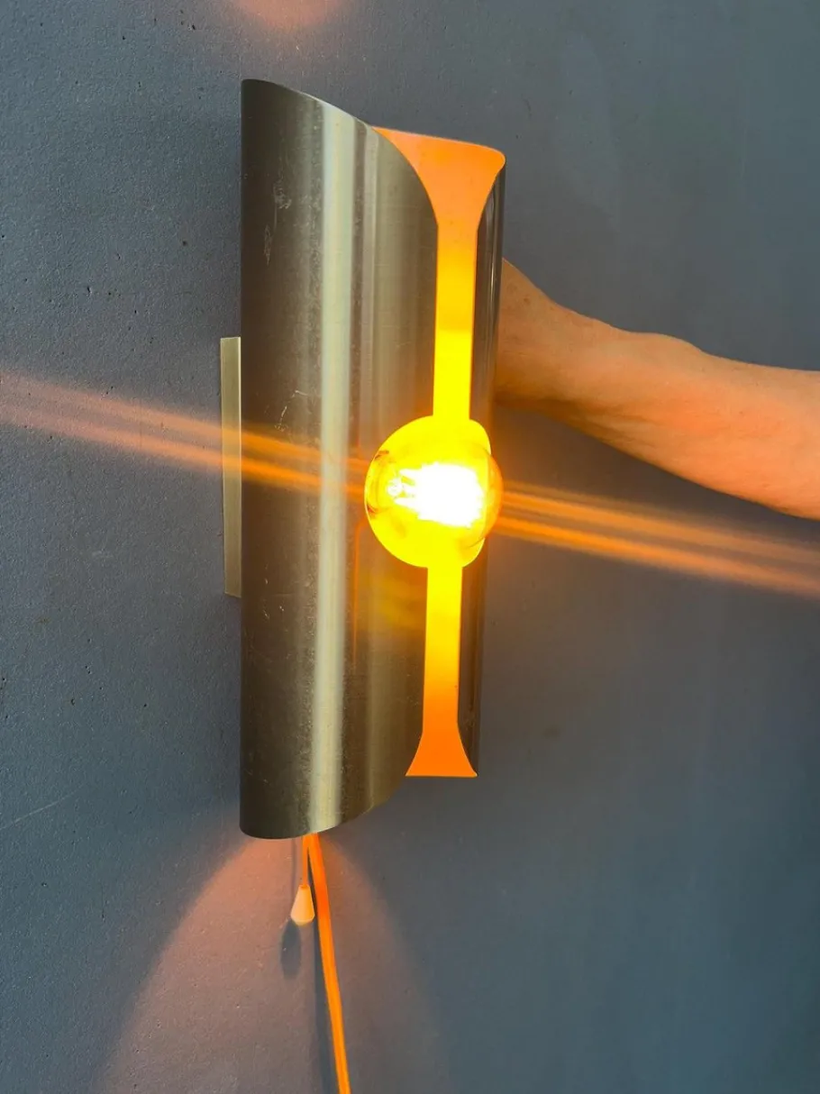 Sale Pamono Vintage Space Age Brushed Steel Wall Lamp from Polam / Raak