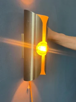 Sale Pamono Vintage Space Age Brushed Steel Wall Lamp from Polam / Raak