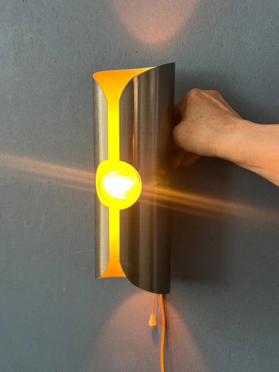 Sale Pamono Vintage Space Age Brushed Steel Wall Lamp from Polam / Raak