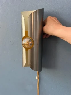 Sale Pamono Vintage Space Age Brushed Steel Wall Lamp from Polam / Raak